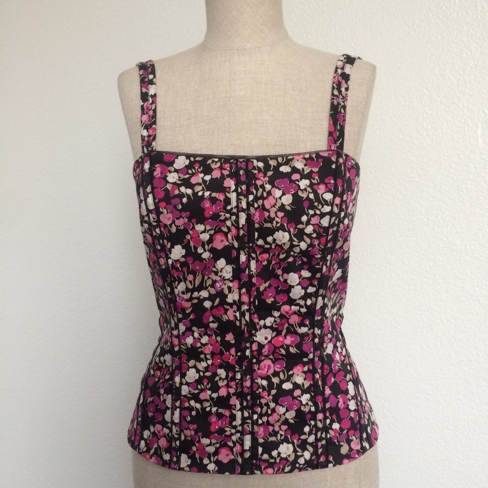 WHBM Floral Pink & Black Bustier